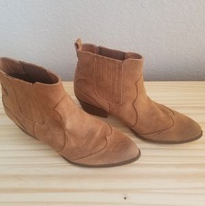 Suede western ankle booties